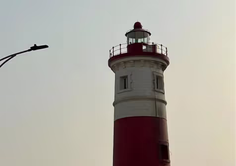 A red and white lighthouse