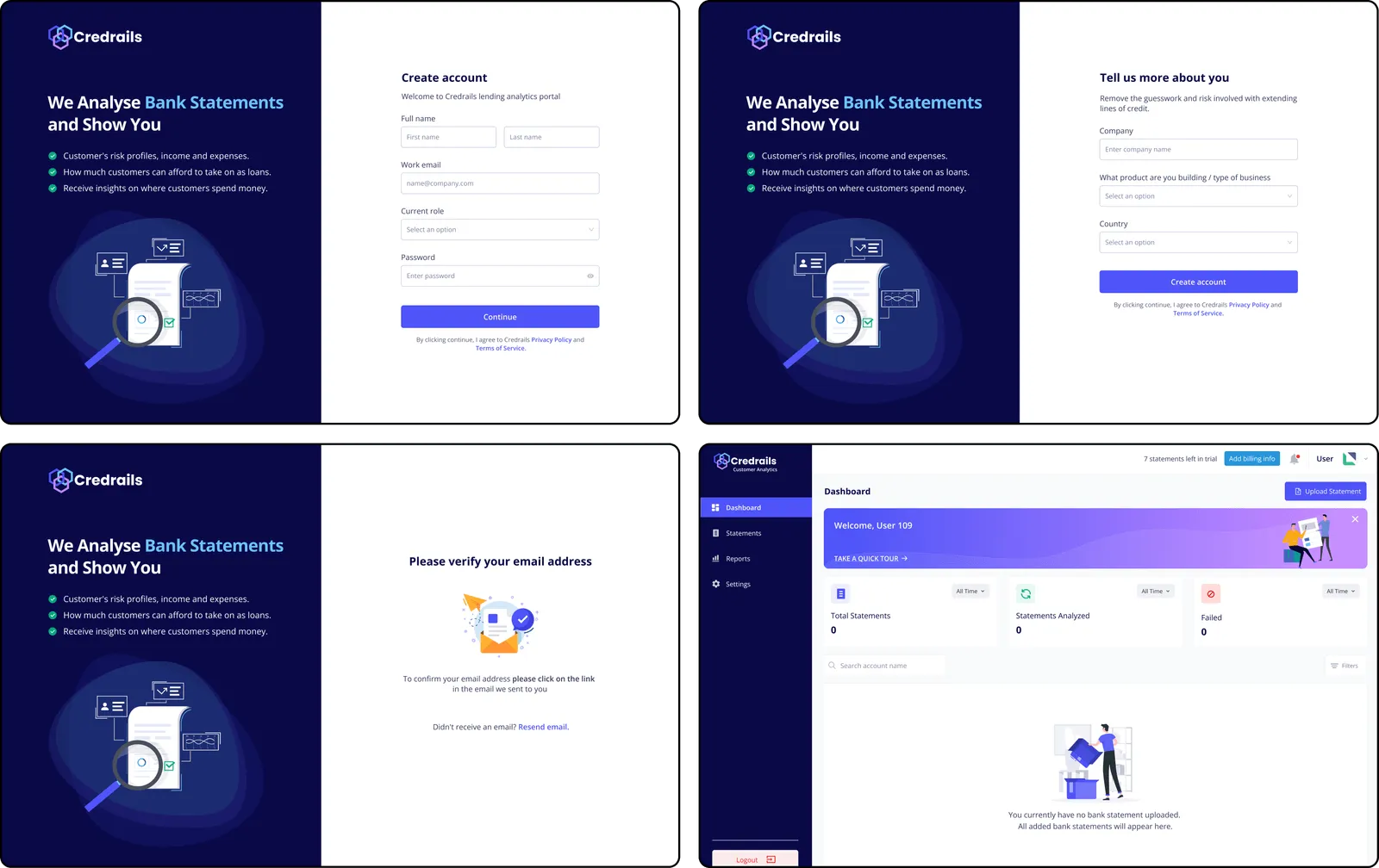 Automated onboarding screens for lending institutions